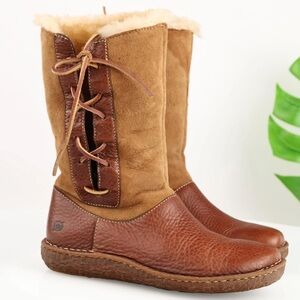 Børn Handcrafted Shearling-Lined Leather Boots — Women’s Size 8